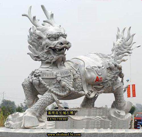 石雕麒麟-擺放在大門口增加祥瑞