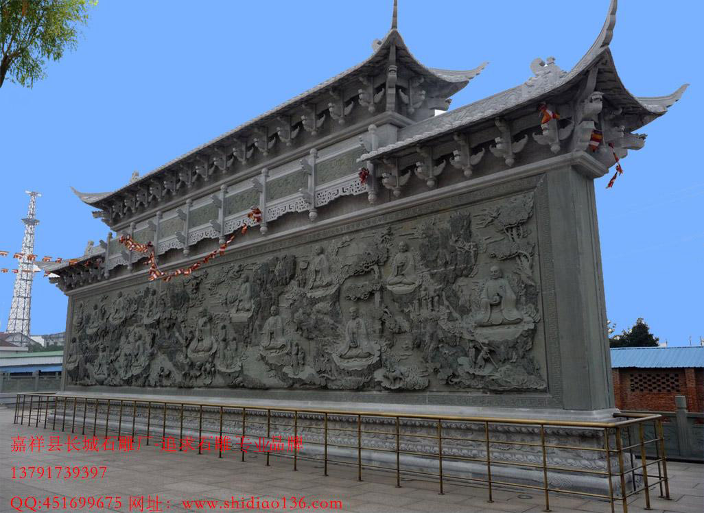 寺院照壁，石雕影壁，影壁浮雕