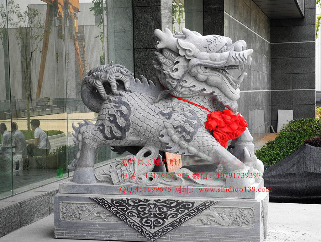 工廠石雕麒麟雕刻圖片