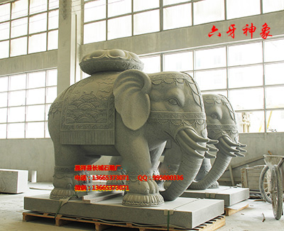 六牙神象石雕的擺放