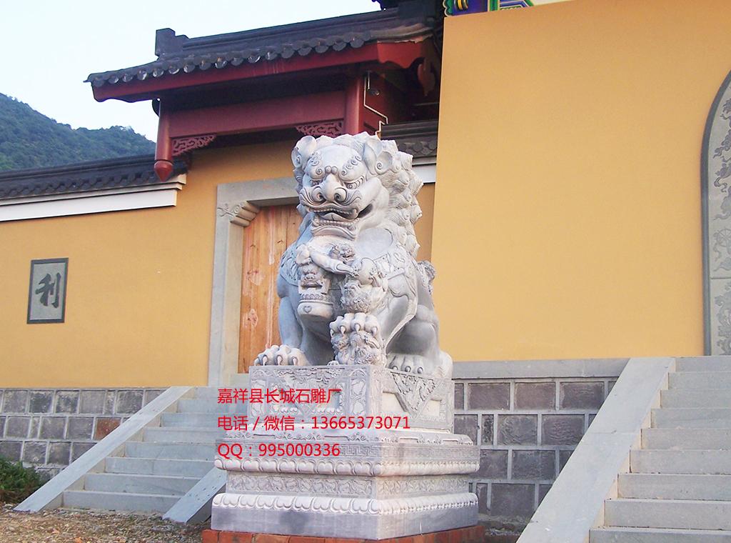 石獅子雕刻效果圖，陵園石獅子