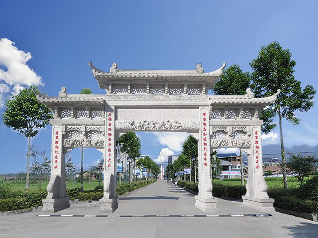 祠堂石牌樓圖片